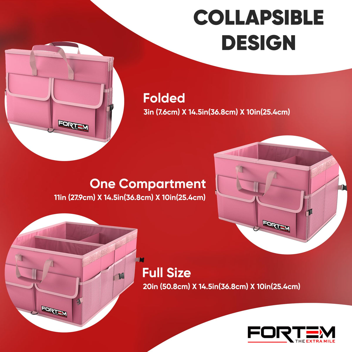 FORTEM Trunk Organizer - Foldable Car Organizer & Storage for SUVs & Trucks