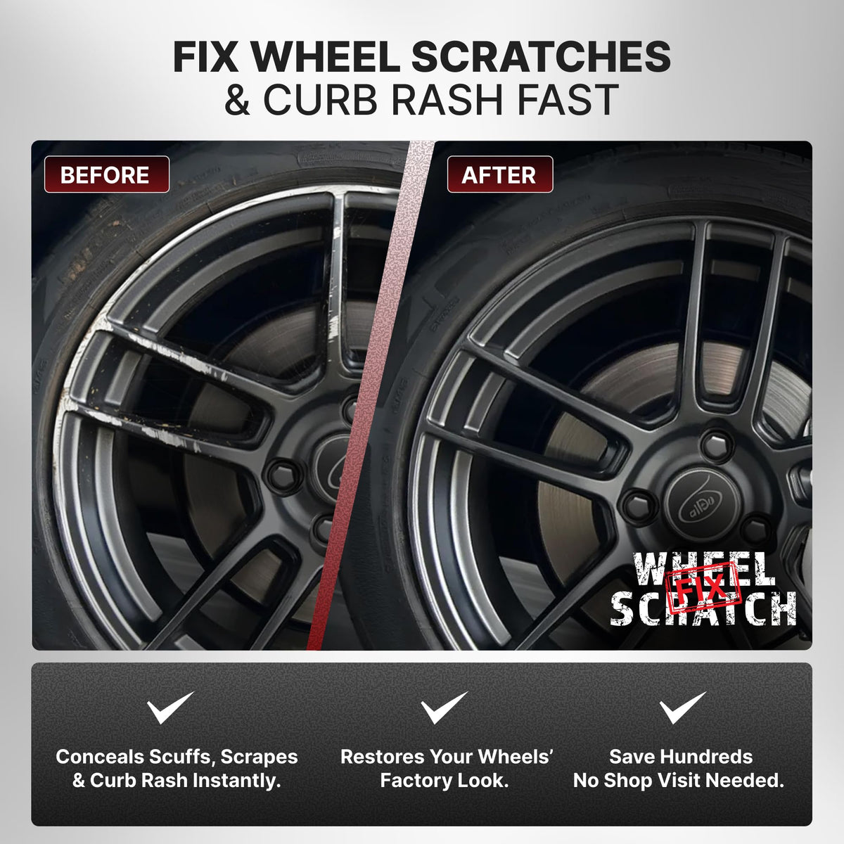 Wheel Scratch Fix® Gloss Black Rim Touch Up Paint, Wheel Scratch Repair Kit