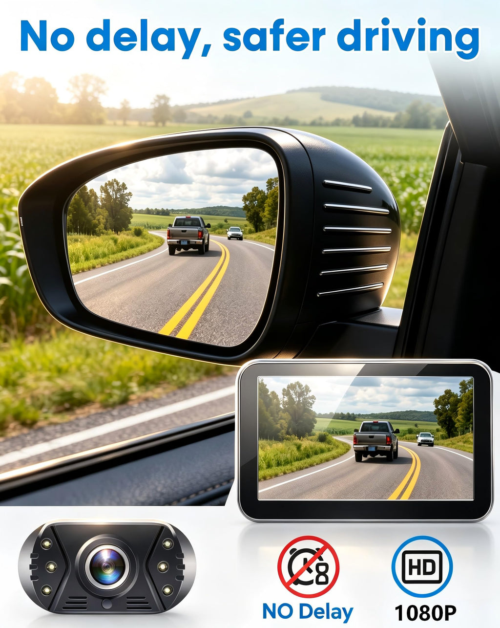 HD 1080P Backup Camera Plug & Play: Fast 60FPS Smooth Real-Time Clear View