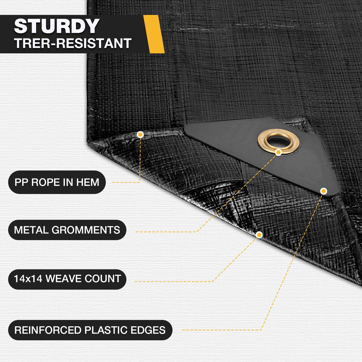 Winpull Tarp 12x20FT, 16 Mil Heavy Duty Large Tarps, Waterproof Tarp with Brass Grommets and Reinforced Edges, UV Resistant, Tear&Fade Resistant Poly Tarp for Outdoor Camping Pool Car Tent