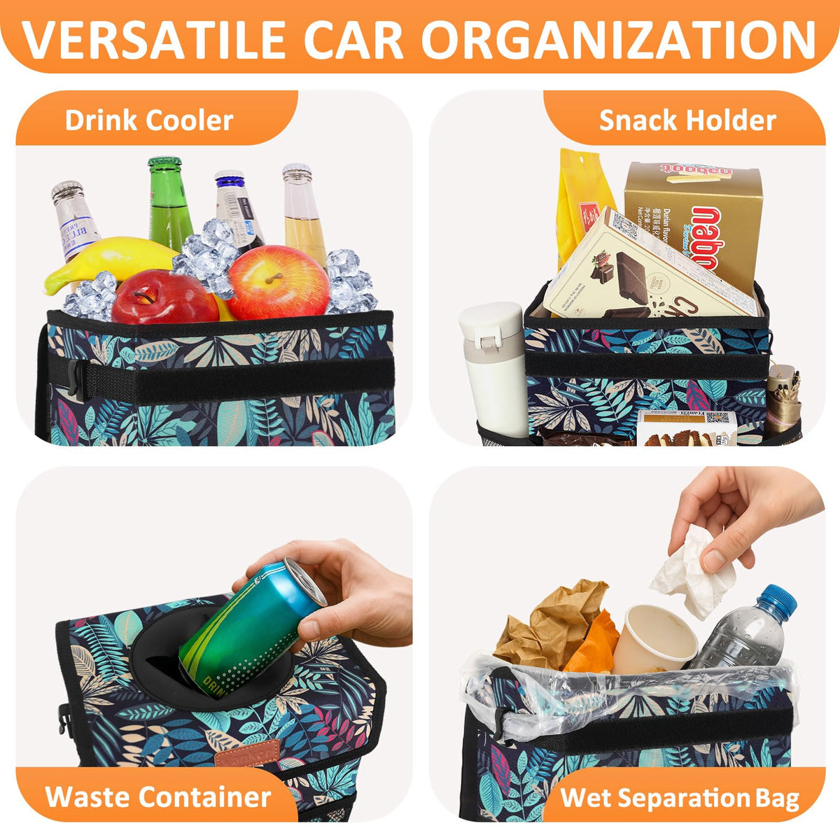 Vankor Car Trash Can with Lid Leak Proof Car Accessories for Women