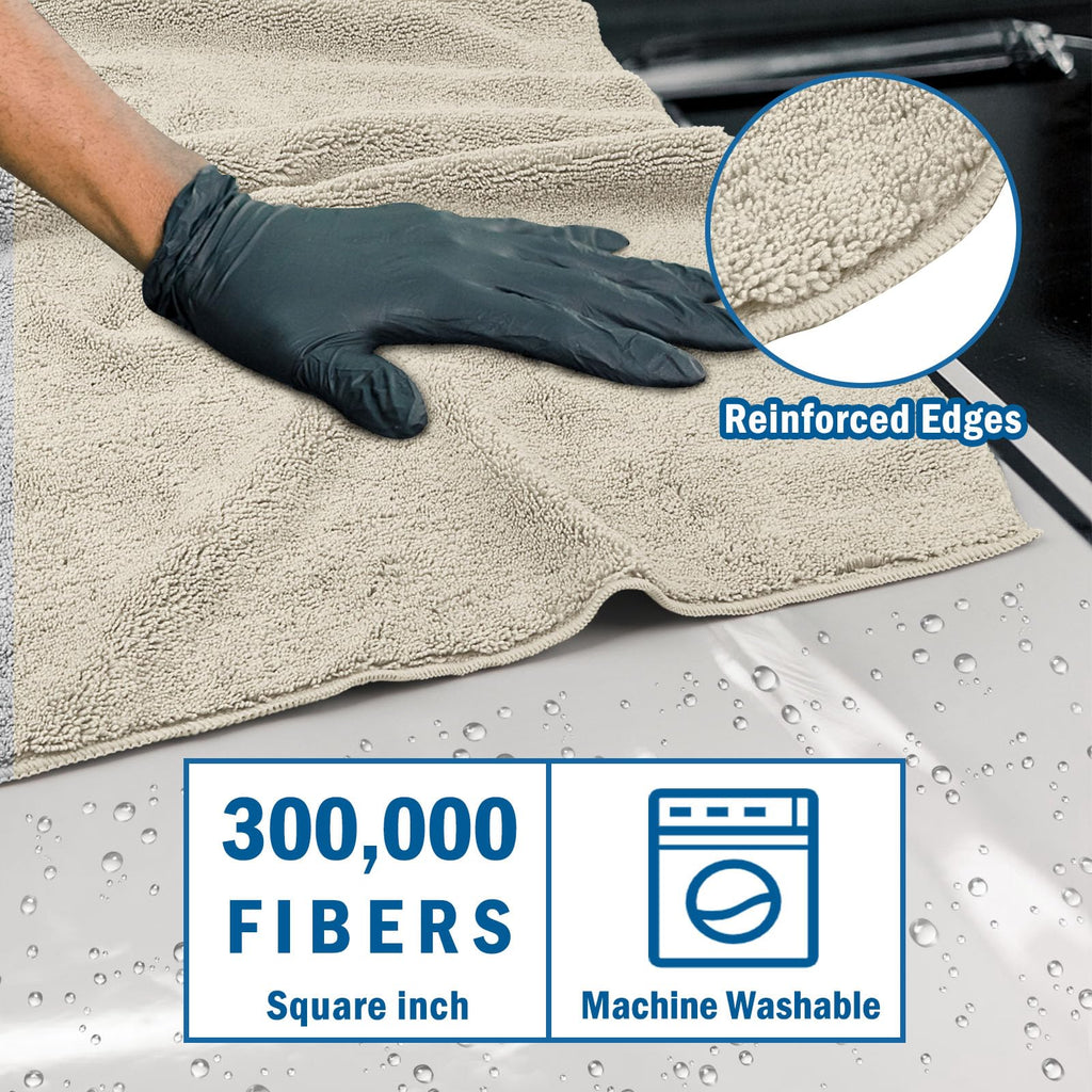 HOMEXCEL Professional Large Microfiber Car Drying Towels 2 Pack, Lint Free, Scratch Free, Highly Absorbent Drying Towel for Cars, SUVs, RVs, Trucks, and Boats,31" x 24",Grey