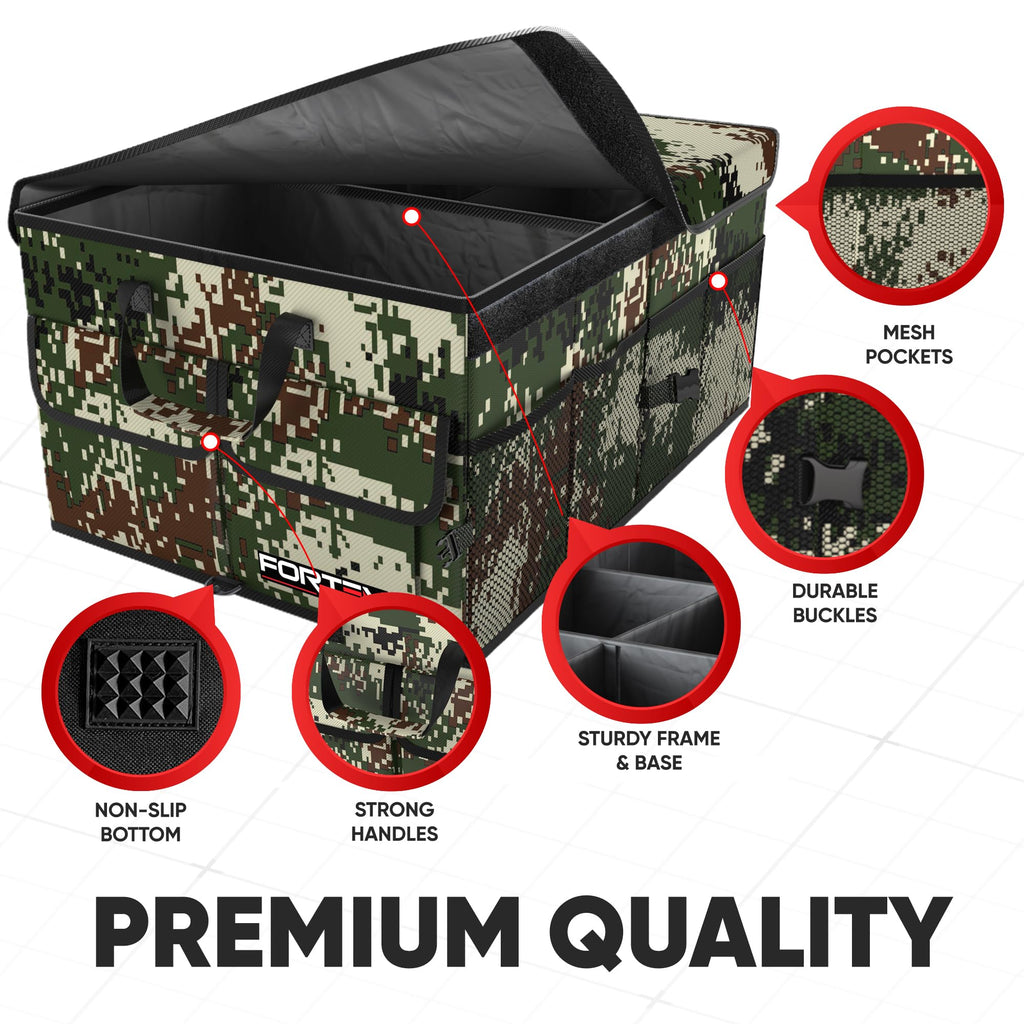 FORTEM Trunk Organizer - Foldable Car Organizer & Storage for SUVs & Trucks