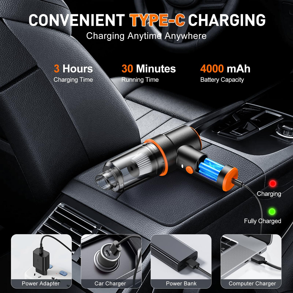 KMM Handheld Car Vacuum Cleaner, Hand Held Vacuum Cleaner and Air Duster