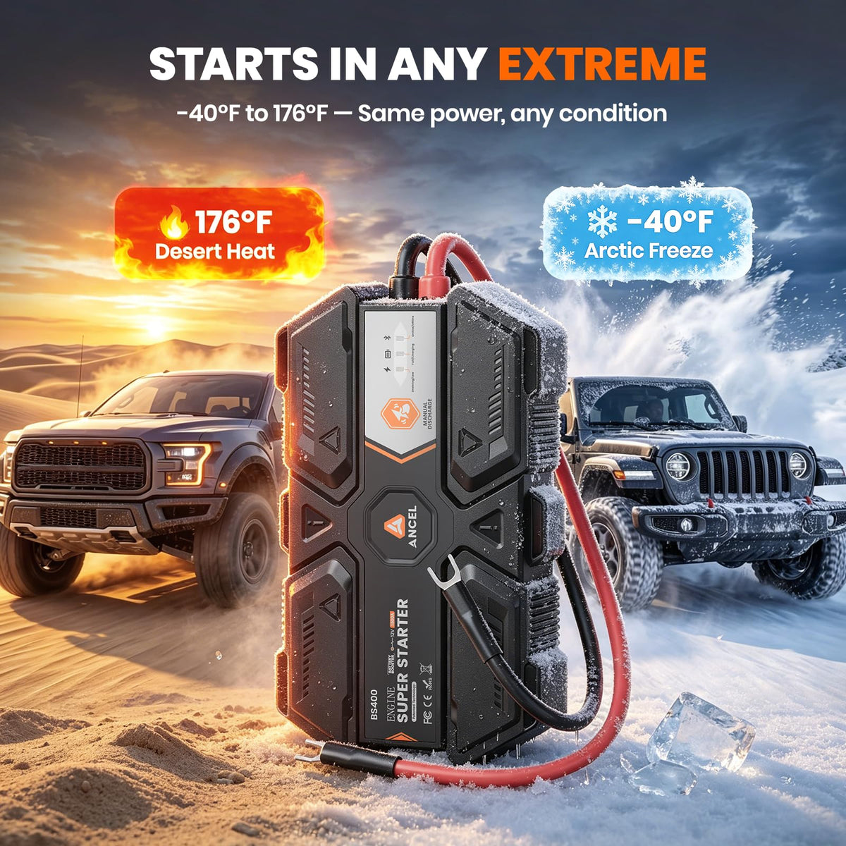 ANCEL BS200 Super Starter, Permanently Connected Jump Starter System 2.0