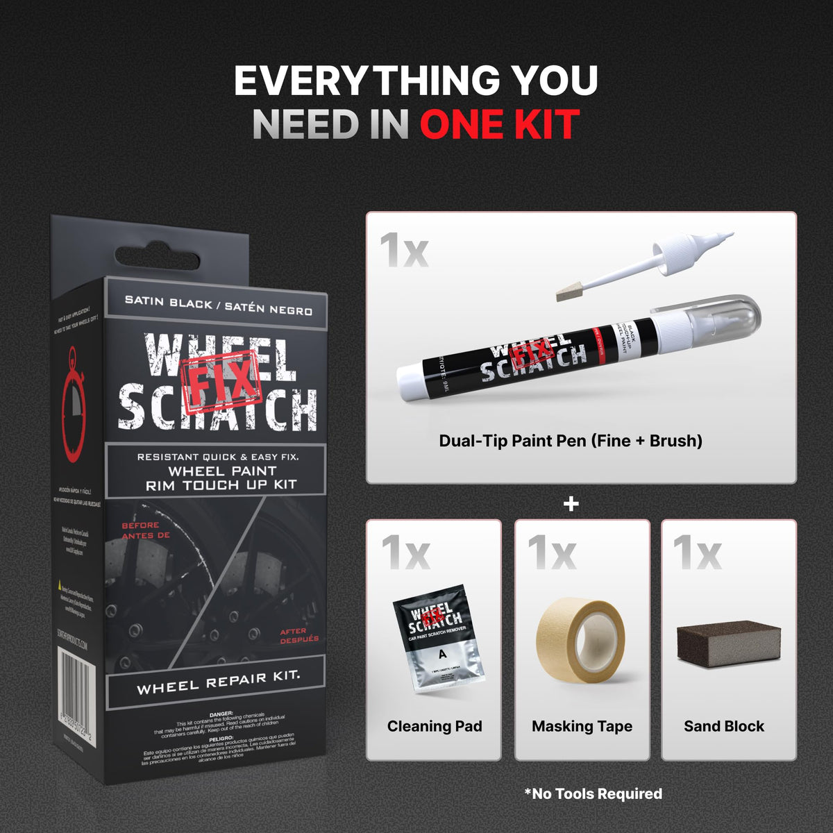Wheel Scratch Fix® Gloss Black Rim Touch Up Paint, Wheel Scratch Repair Kit