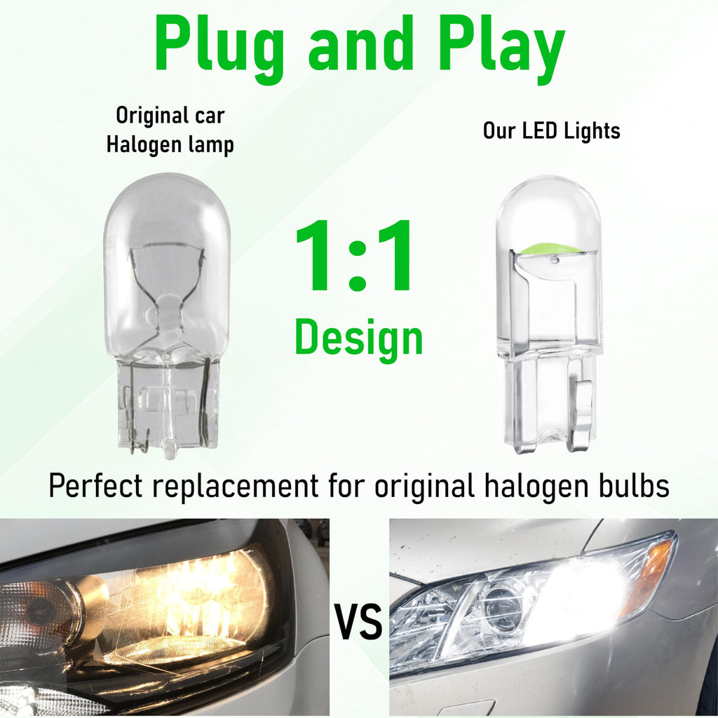 ecocstm 30 PCS Car 194 LED Bulbs, 168 2825 W5W T10 LED Bulb (White)