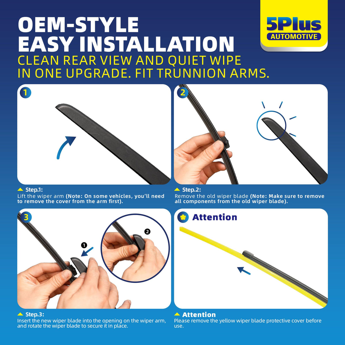 5 PLUS RearQuiet 12 Inch Rear Wiper Blade,OEM Replacement Rear Window Wiper