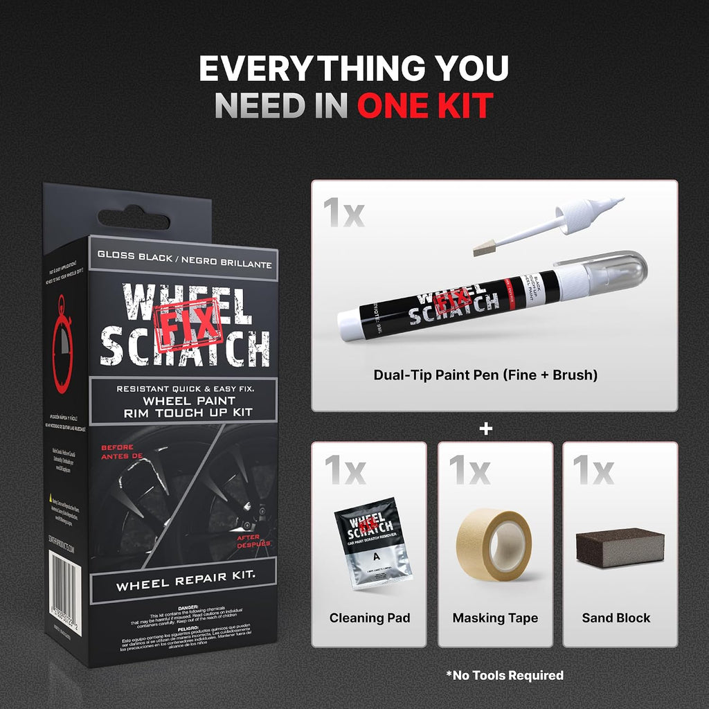 Wheel Scratch Fix® Gloss Black Rim Touch Up Paint, Wheel Scratch Repair Kit