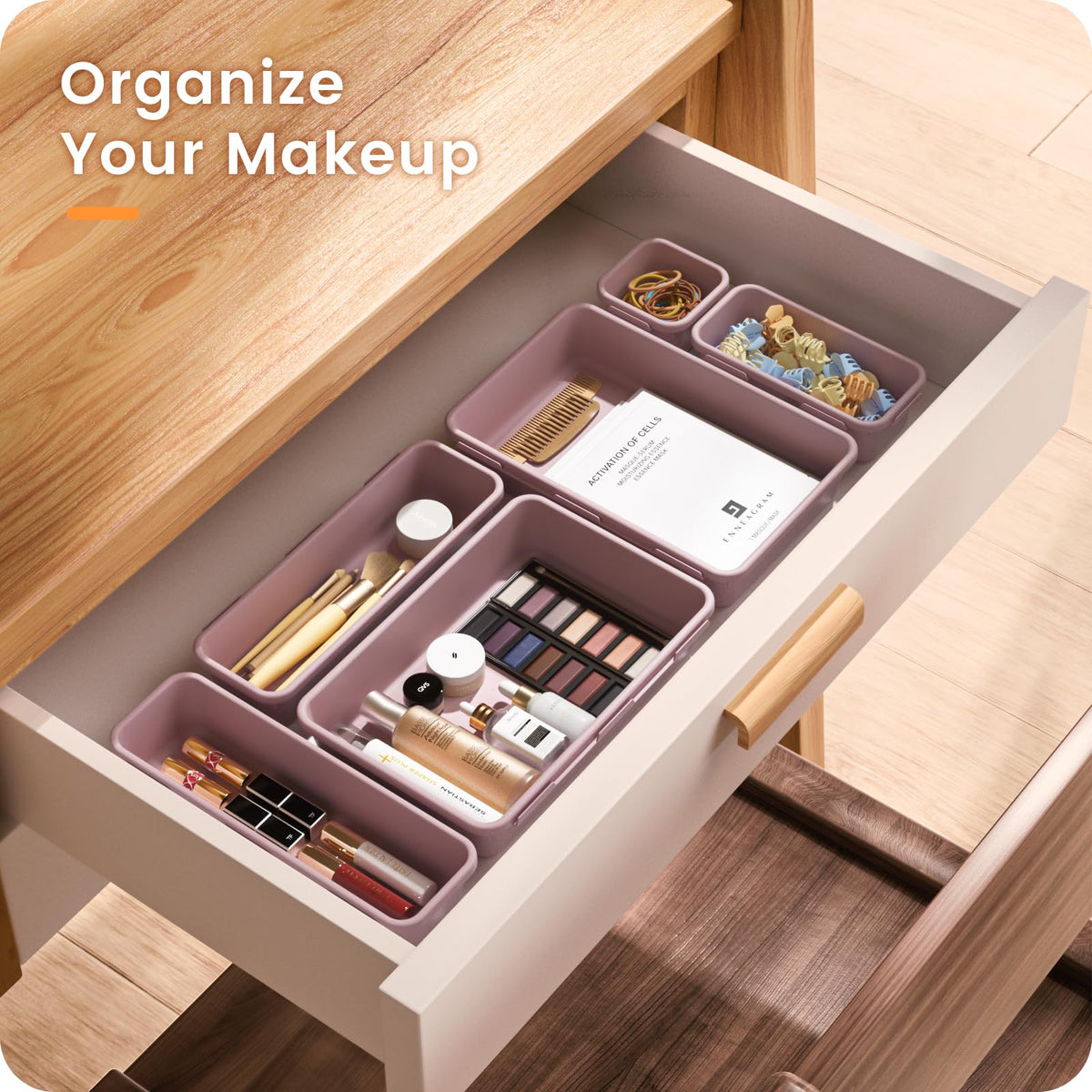 A-LuGei 【Military Grade】 Drawer Organizer for Vanity Bathroom Makeup Desk