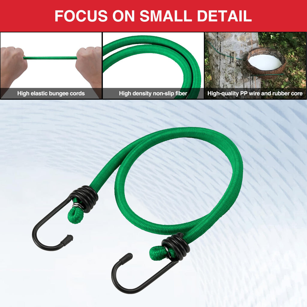 WORKPRO Bungee Cords with Hooks, Heavy Duty Outdoor Bungee Strap, 22-Piece