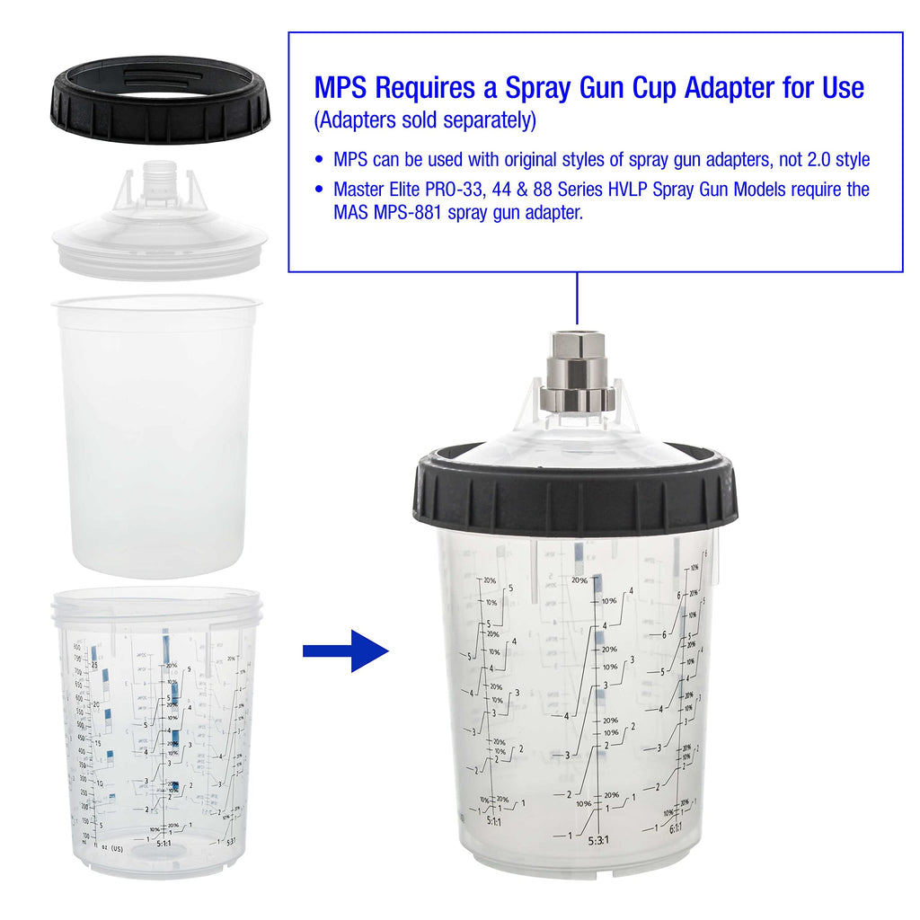 Master Paint System MPS Disposable Paint Spray Gun Cup Liners & Lid System
