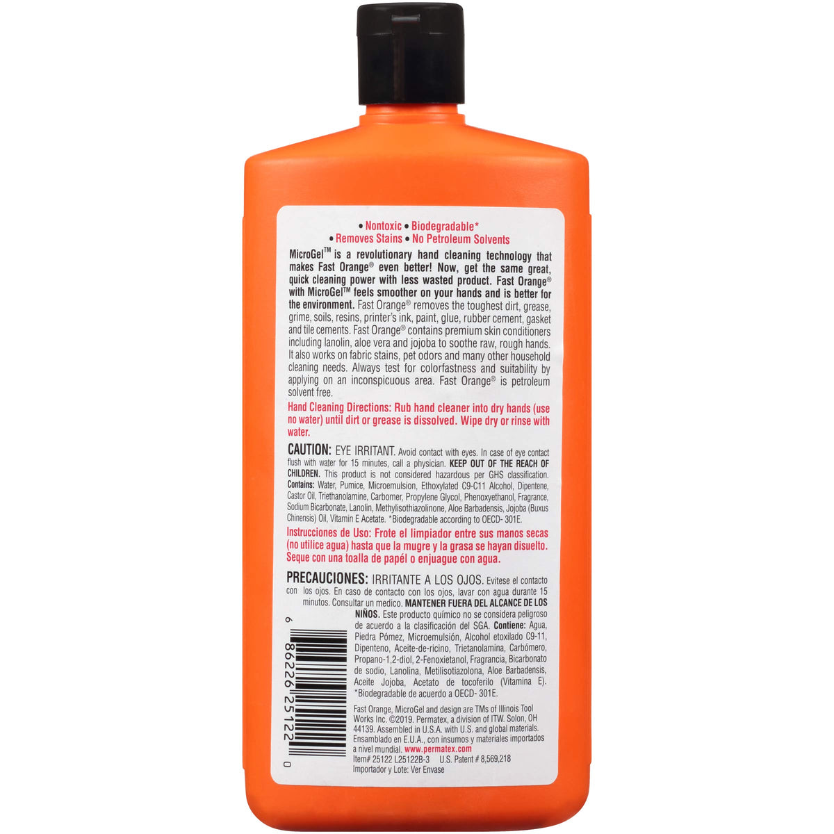 Fast Orange 25219 Pumice Lotion, Heavy Duty Hand Cleaner, Natural Citrus Scent, Waterless Cleaner for Mechanics, Strong Grease Fighter, 1 Gallon