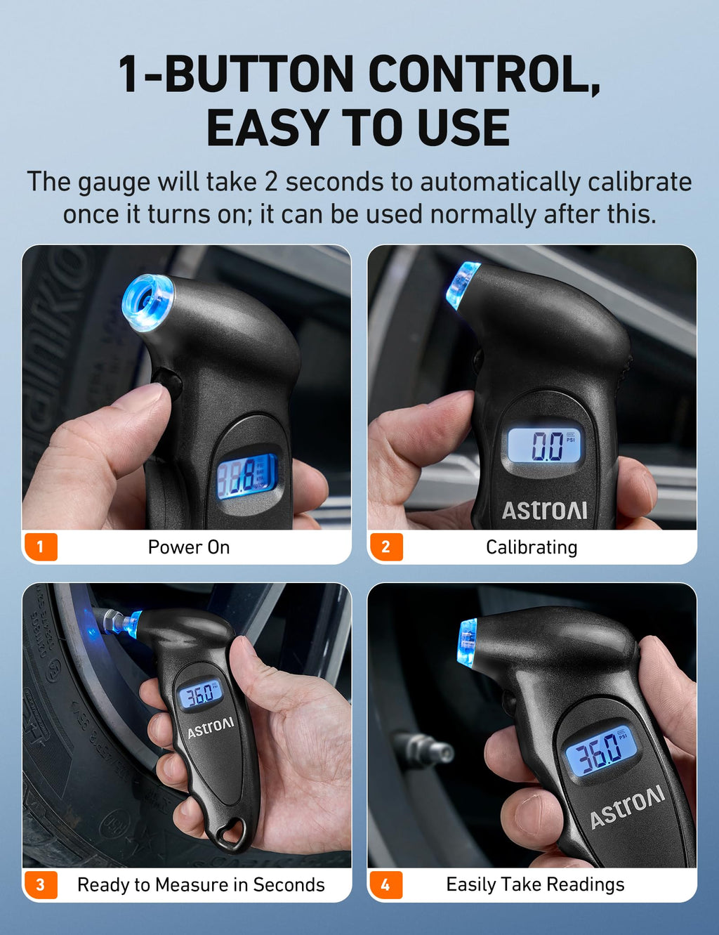 AstroAI Digital Tire Pressure Gauge 150PSI, ±1PSI Accuracy for Car Truck