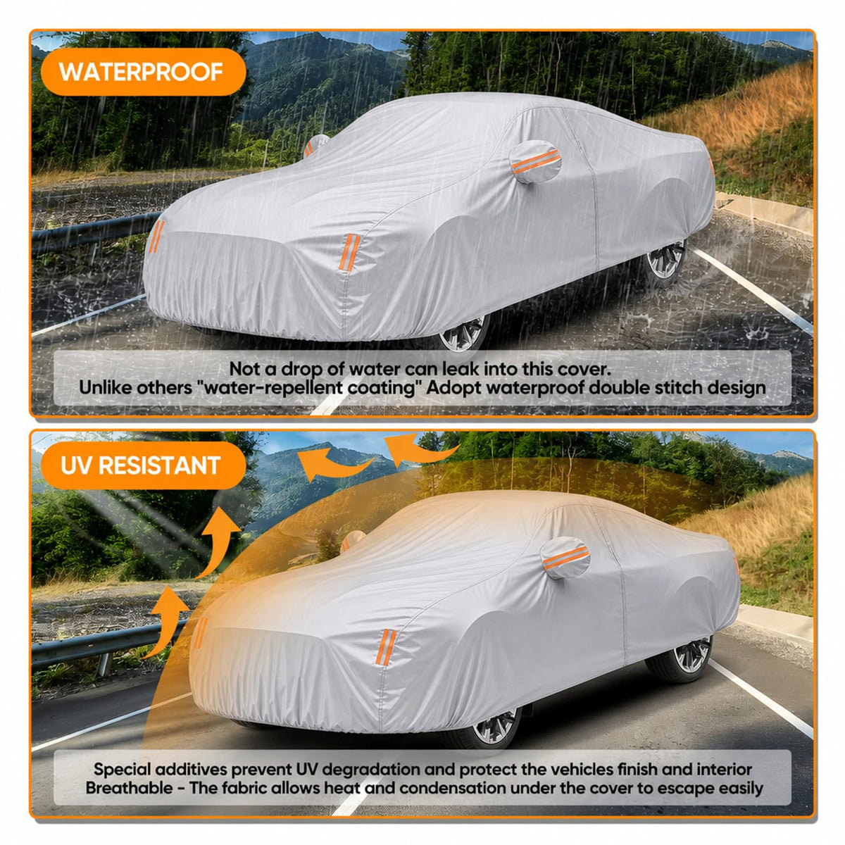 NEVERLAND Car Cover Waterproof All Weather for Sedan 183''L x 70''W x 59''H