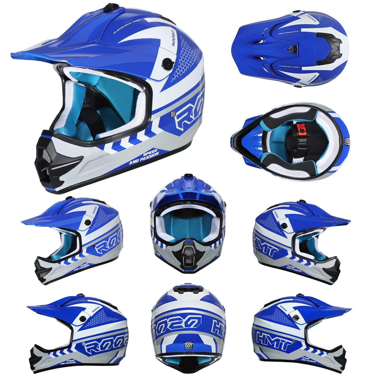 Youth Kids Dirt Bike Helmet DOT Approved, Full Face Motocross Set