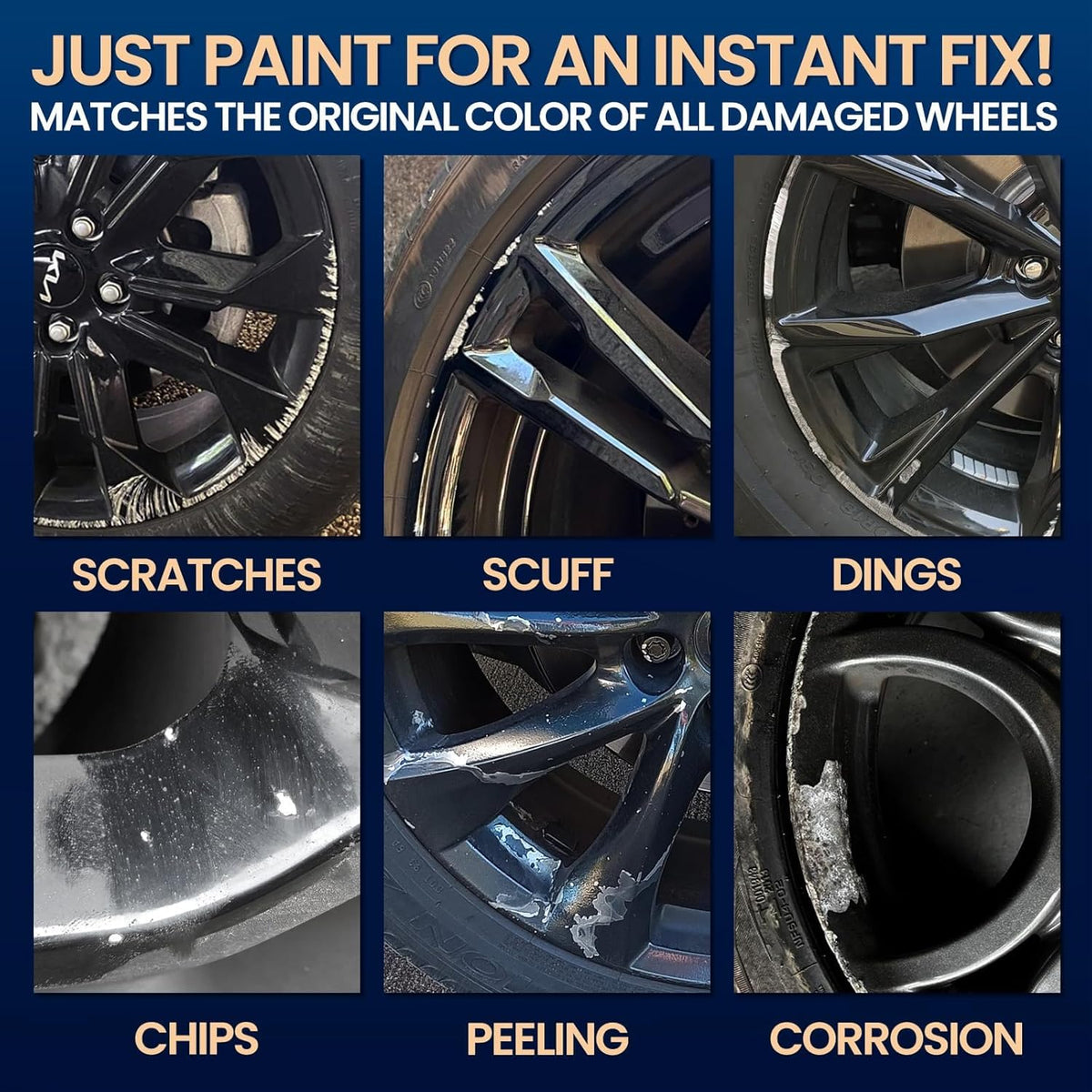cocomfix Gloss Black Rim Touch Up Paint, Scratch & Curb Rash Repair Kit