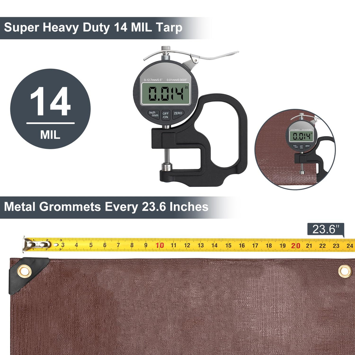 Tarp 8x10 FT Heavy Duty Waterproof 14 Mil Brown