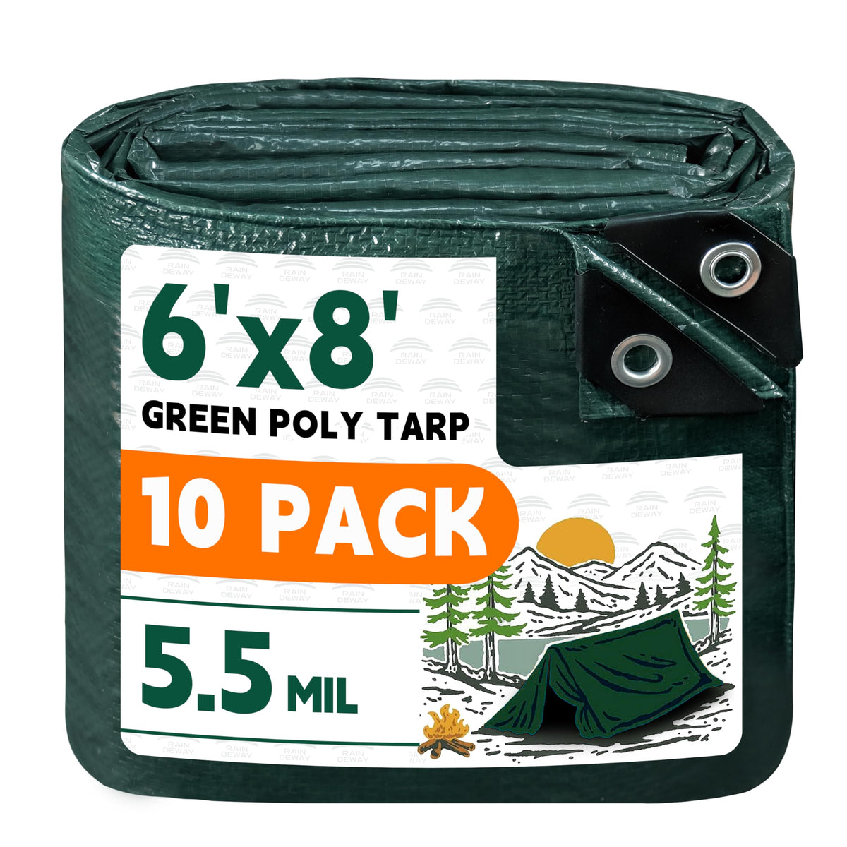 RAINDEWAY Tarps 8x10Ft 5.5 Mil Multipurpose Waterproof Poly Tarp Cover