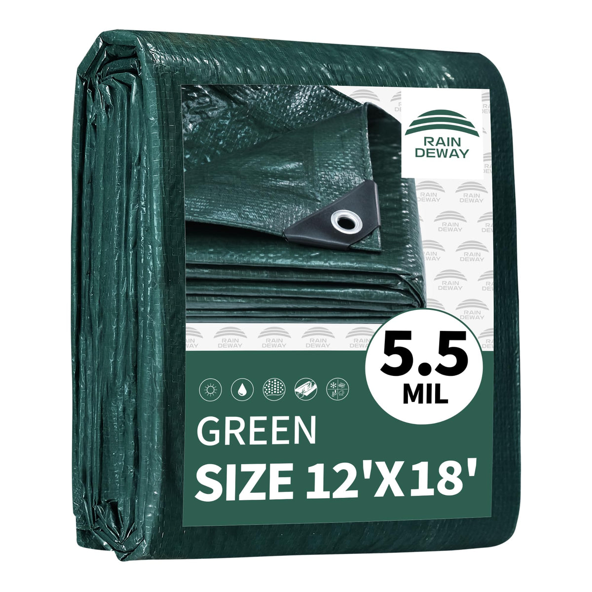 RAINDEWAY Tarps 8x10Ft 5.5 Mil Multipurpose Waterproof Poly Tarp Cover