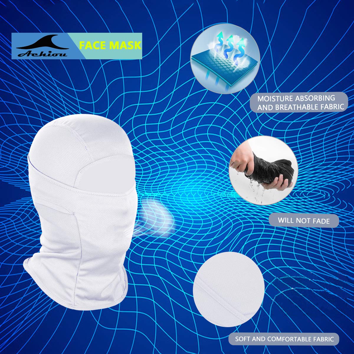 Achiou Ski Mask for Men and Women, Lightweight UV Balaclava Face Cover