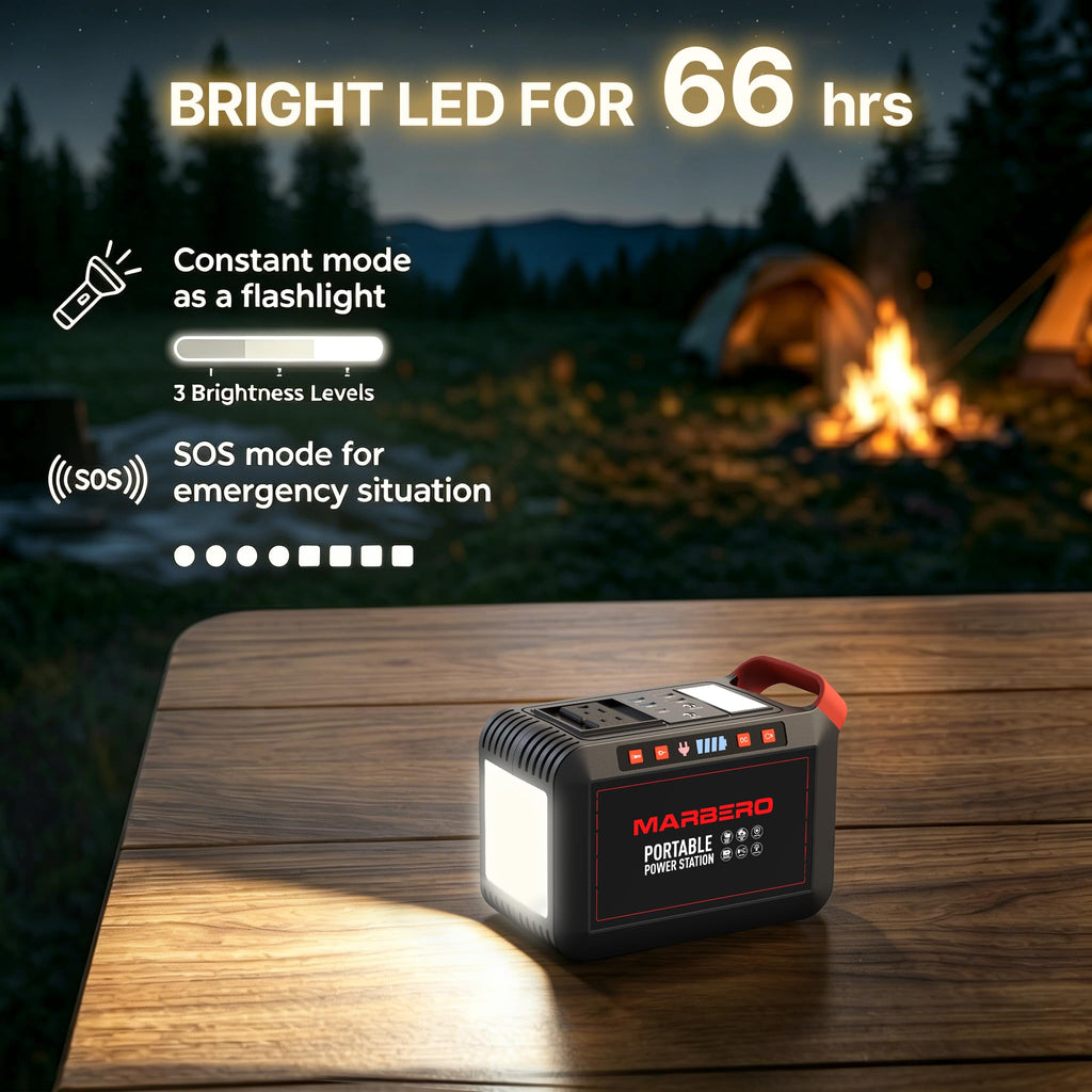 MARBERO Portable Power Station 88Wh, 120W Surge, Solar Generator 24,000mAh