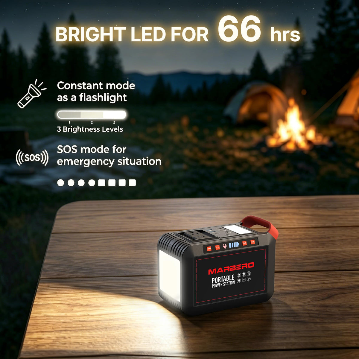 MARBERO Portable Power Station 88Wh, 120W Surge, Solar Generator 24,000mAh