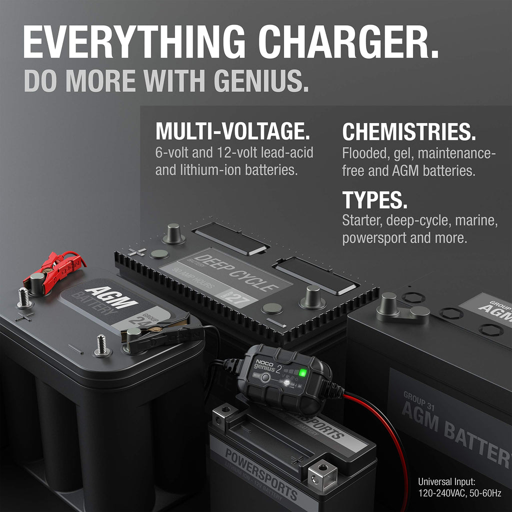 NOCO GENIUS2 2A 6/12V Smart Battery Charger, Trickle Charger & Maintainer