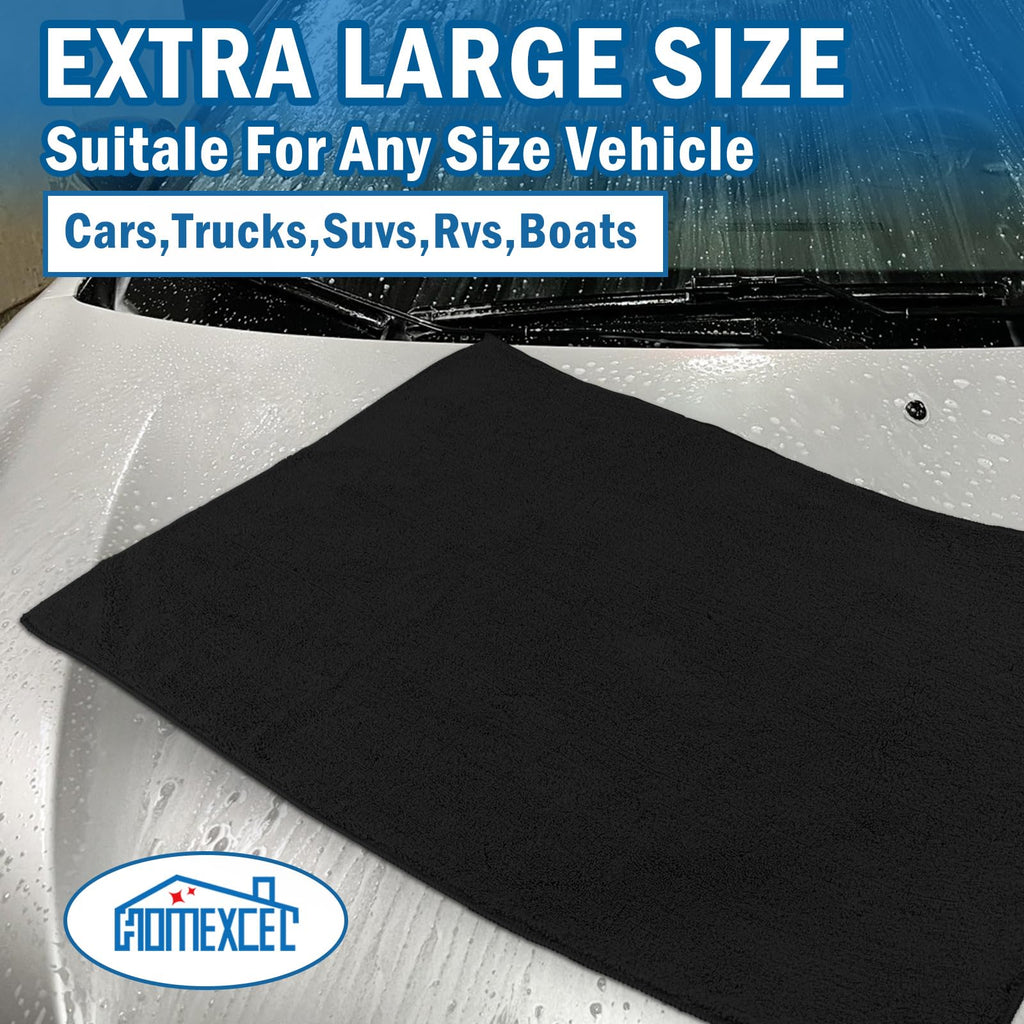 HOMEXCEL Professional Large Microfiber Car Drying Towels 2 Pack, Lint Free, Scratch Free, Highly Absorbent Drying Towel for Cars, SUVs, RVs, Trucks, and Boats,31" x 24",Grey