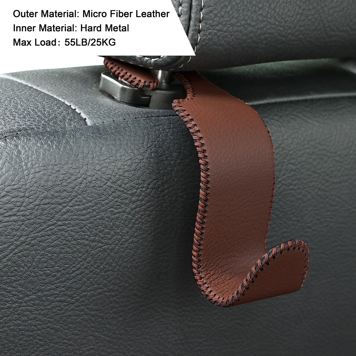 4-Pack Car Headrest Hooks Holds 55lbs Seat Storage Organizer for Bags