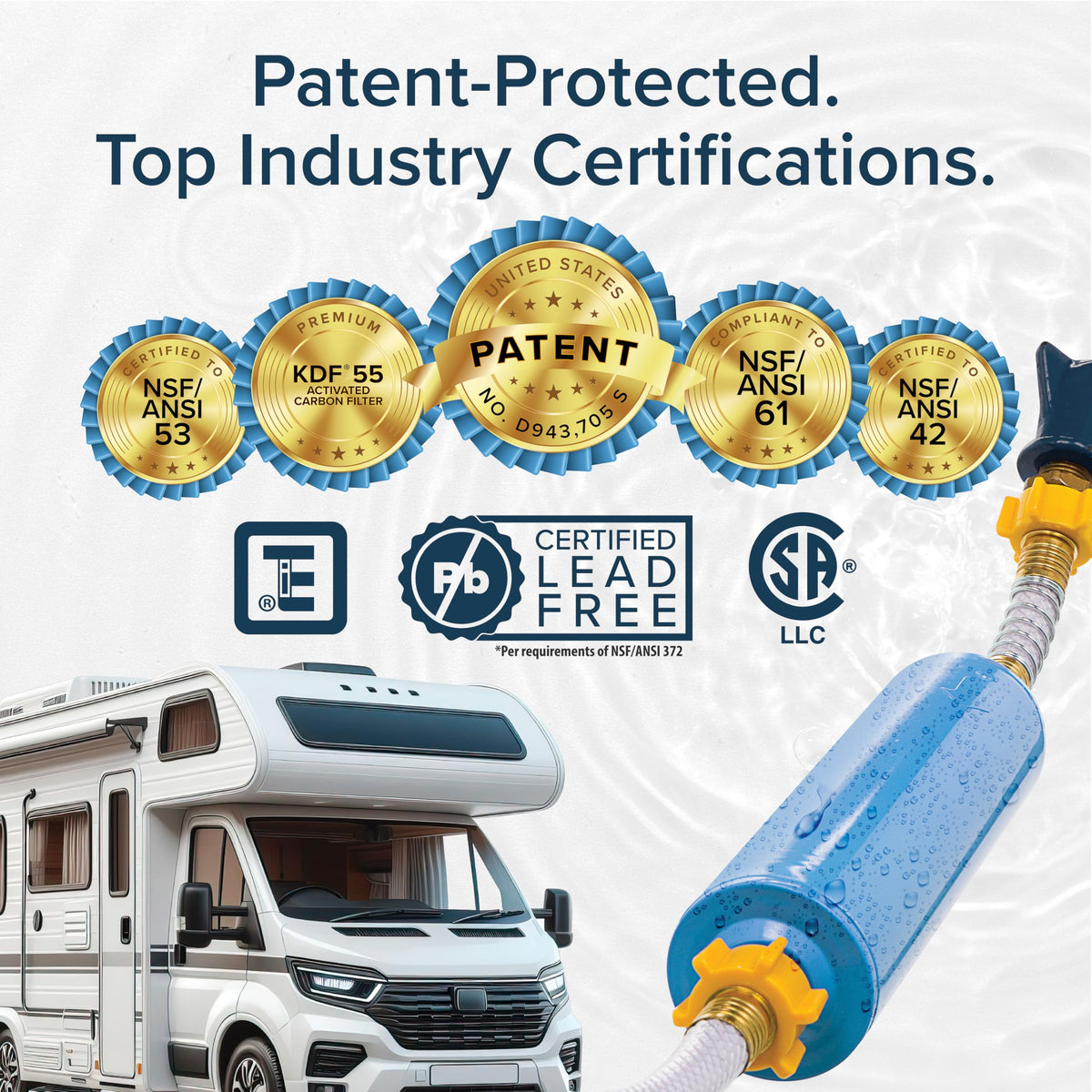 Camco Tastepure RV Water Filter - GAC & KDF Filtration - Made in the USA