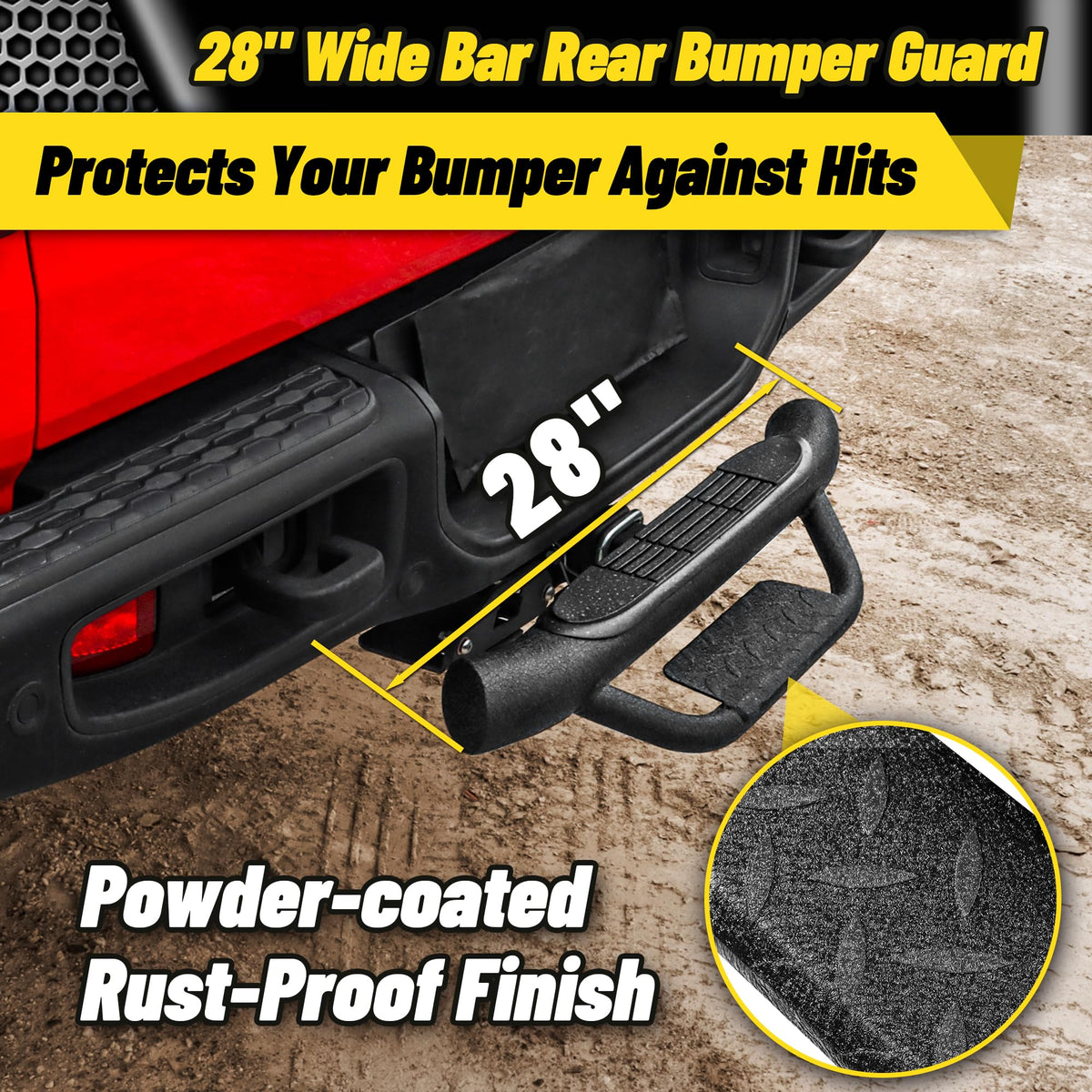 MONOKING Heavy Duty Hitch Step with 28" Wide Bumper Guard, 400 lbs Capacity Truck Step for SUV, Truck, RV, Vehicle - Fits 2" Receiver, Non-Slip Pads, Rust-Resistant Steel