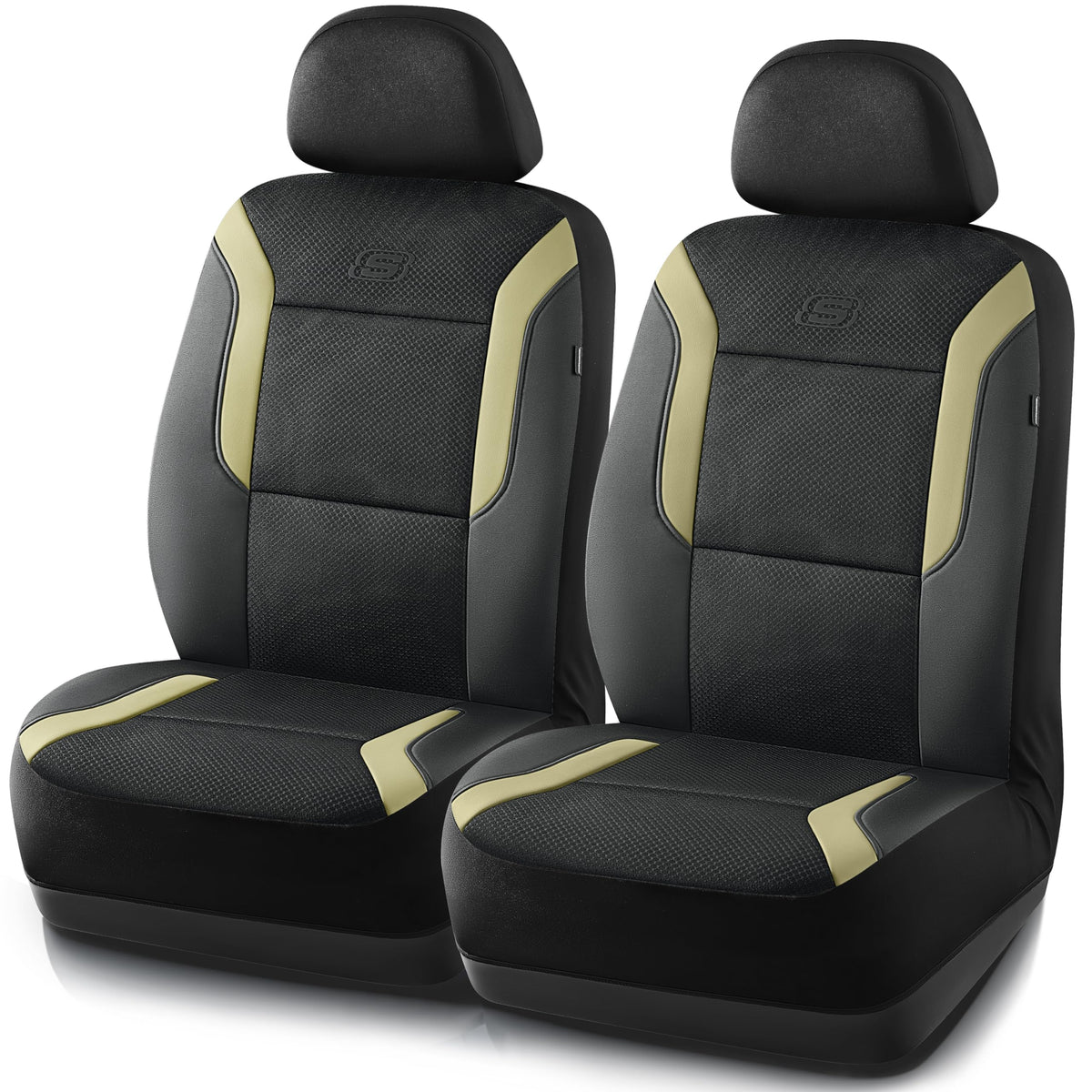 Skechers Memory Foam Seat Covers, Air Cool Mesh Thick Car Seat Covers, Car Seat Covers Front Seats Airbag Compatible, Universal Automotive Comfort for Most Cars, Vans, Trucks, SUV,Black