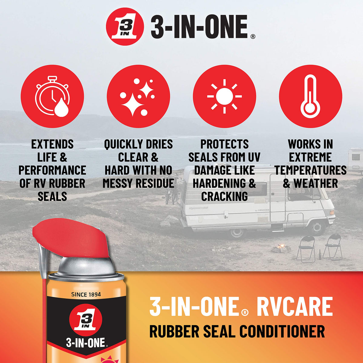 3-IN-ONE RVcare Window & Track Dry Lube with SMART STRAW SPRAYS 2 WAYS, 10 OZ