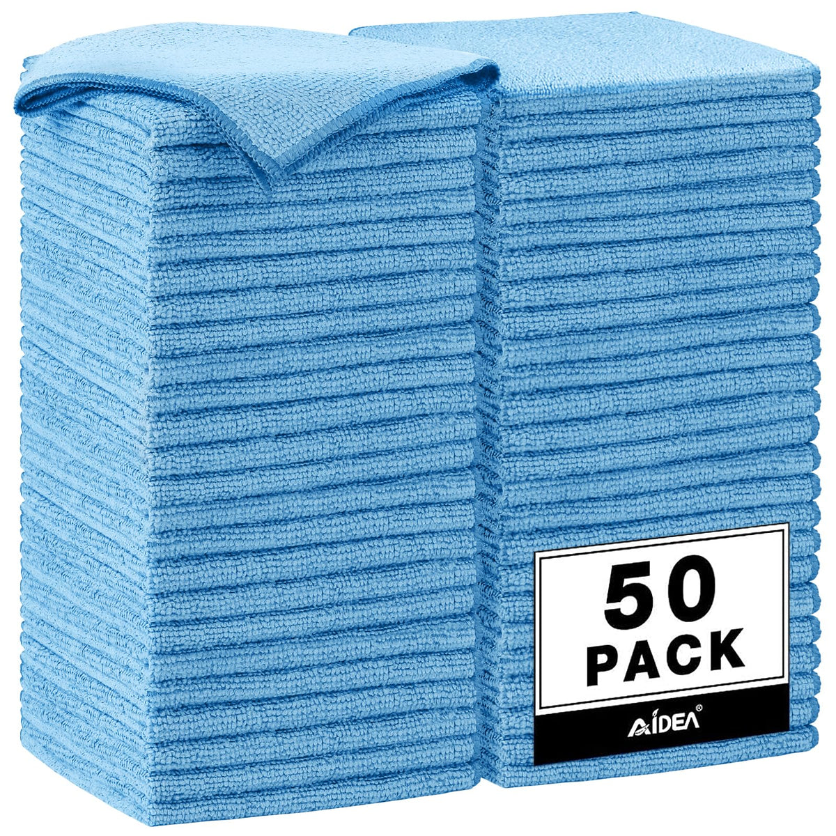 AIDEA Microfiber Cleaning Cloth-50PK, Microfiber Towels for Cars, 12"×12"