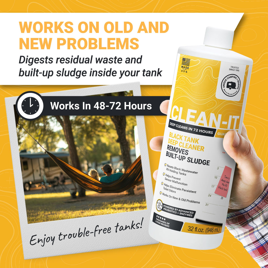 Unique Clean-It Liquid RV Black & Holding Tank Cleaner, 32 oz