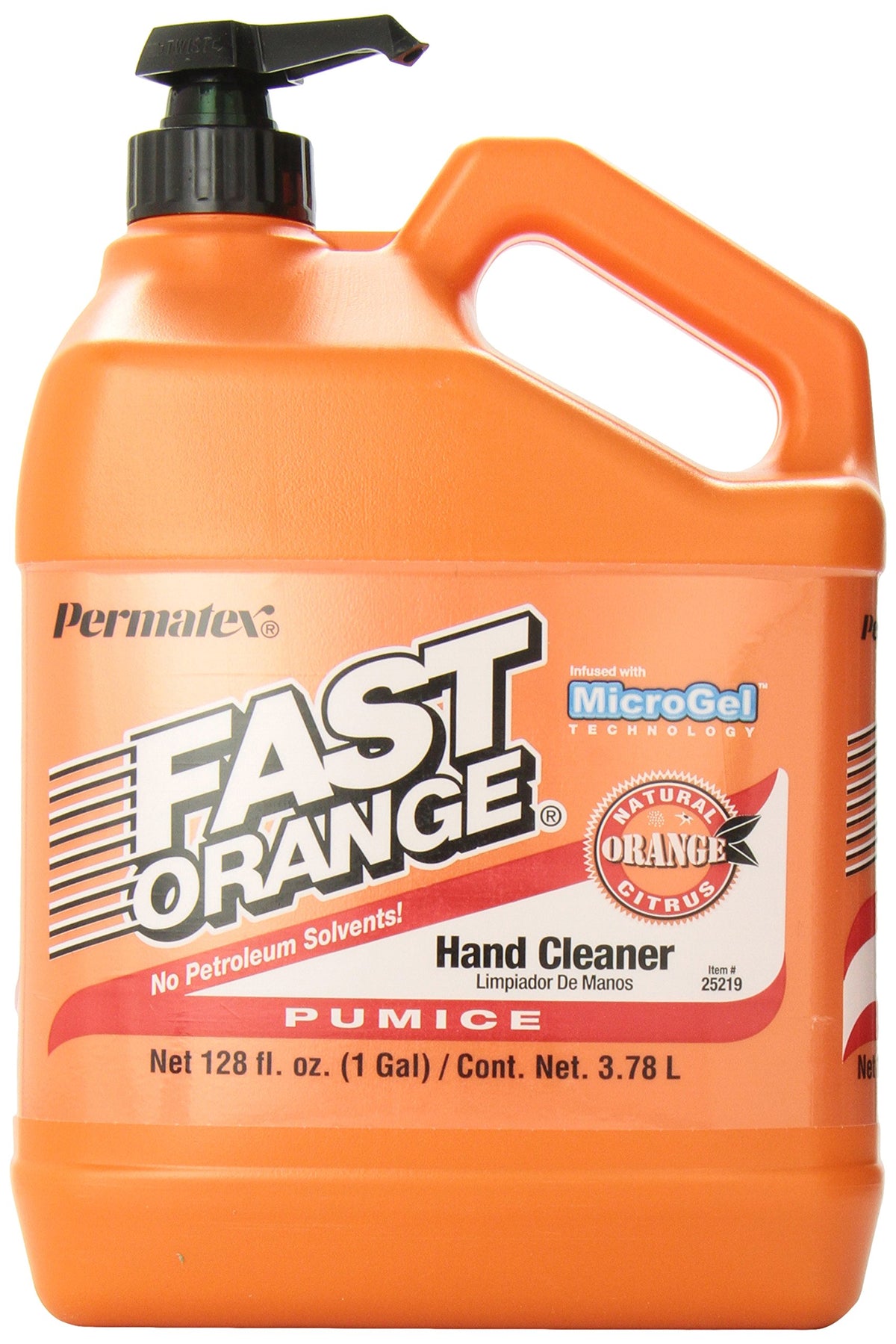 Fast Orange 25219 Pumice Lotion, Heavy Duty Hand Cleaner, Natural Citrus Scent, Waterless Cleaner for Mechanics, Strong Grease Fighter, 1 Gallon