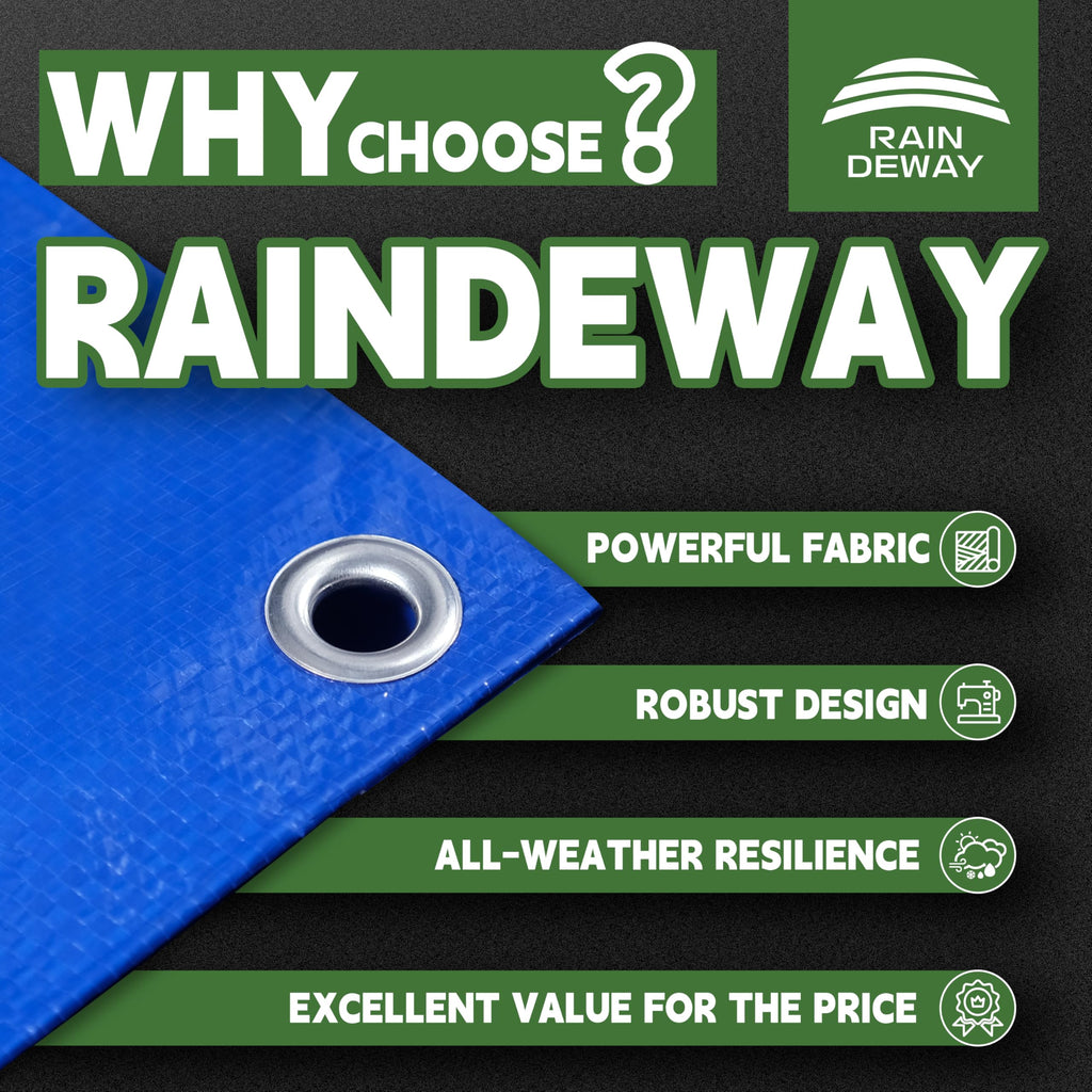 RAINDEWAY Black Tarp 6x8 Feet 8 Mil Multipurpose Waterproof Tarps
