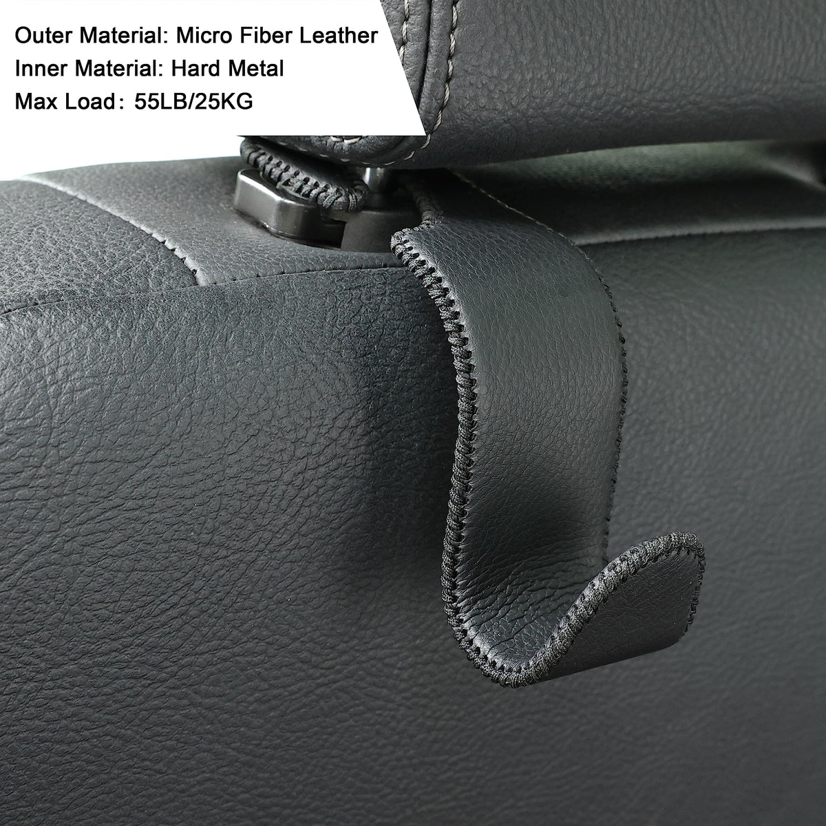 4-Pack Car Headrest Hooks Holds 55lbs Seat Storage Organizer for Bags