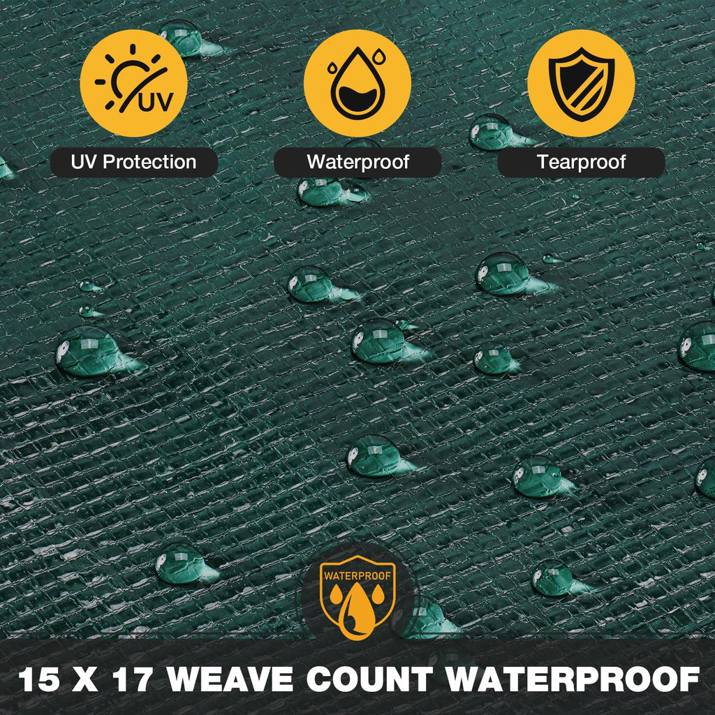 Winpull Tarp 12x20FT, 16 Mil Heavy Duty Large Tarps, Waterproof Tarp with Brass Grommets and Reinforced Edges, UV Resistant, Tear&Fade Resistant Poly Tarp for Outdoor Camping Pool Car Tent
