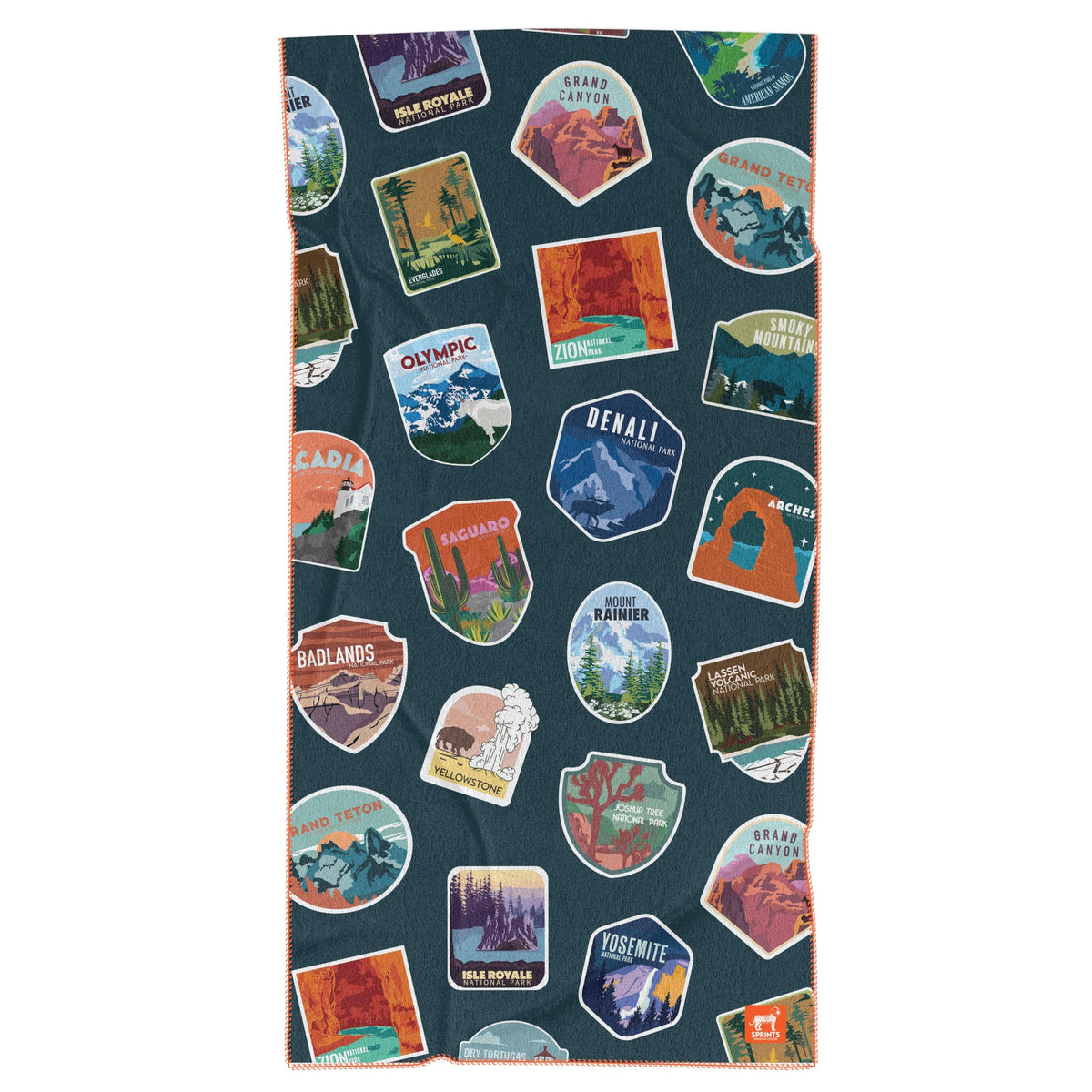 Sprints Prints Athletic Running Towel, Full-Sized, Car Seat Cover - Moisture Wicking (Midnight Mile)