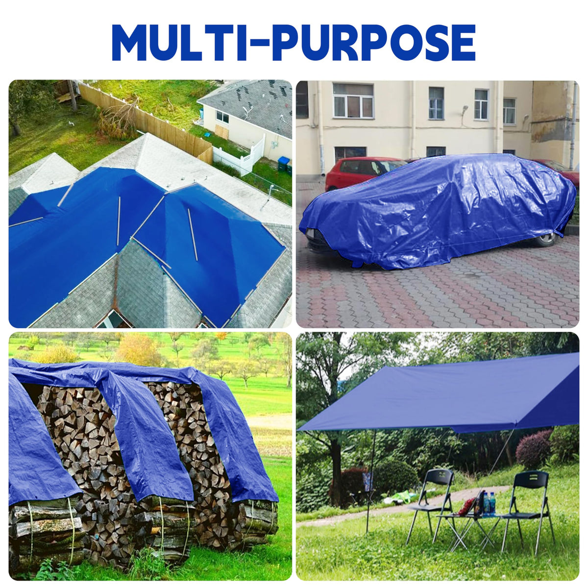 20x30Ft 5mil Waterproof Tarp, UV Resistant Blue Multipurpose Tarps