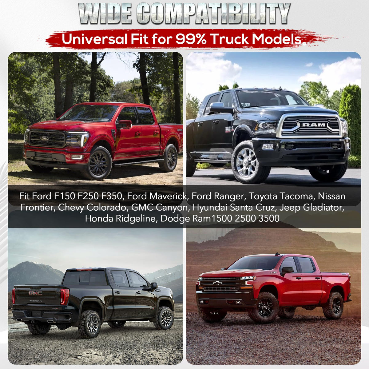 Universal 46-65" Width Adjustable Foldable Pickup Truck Bed Extender