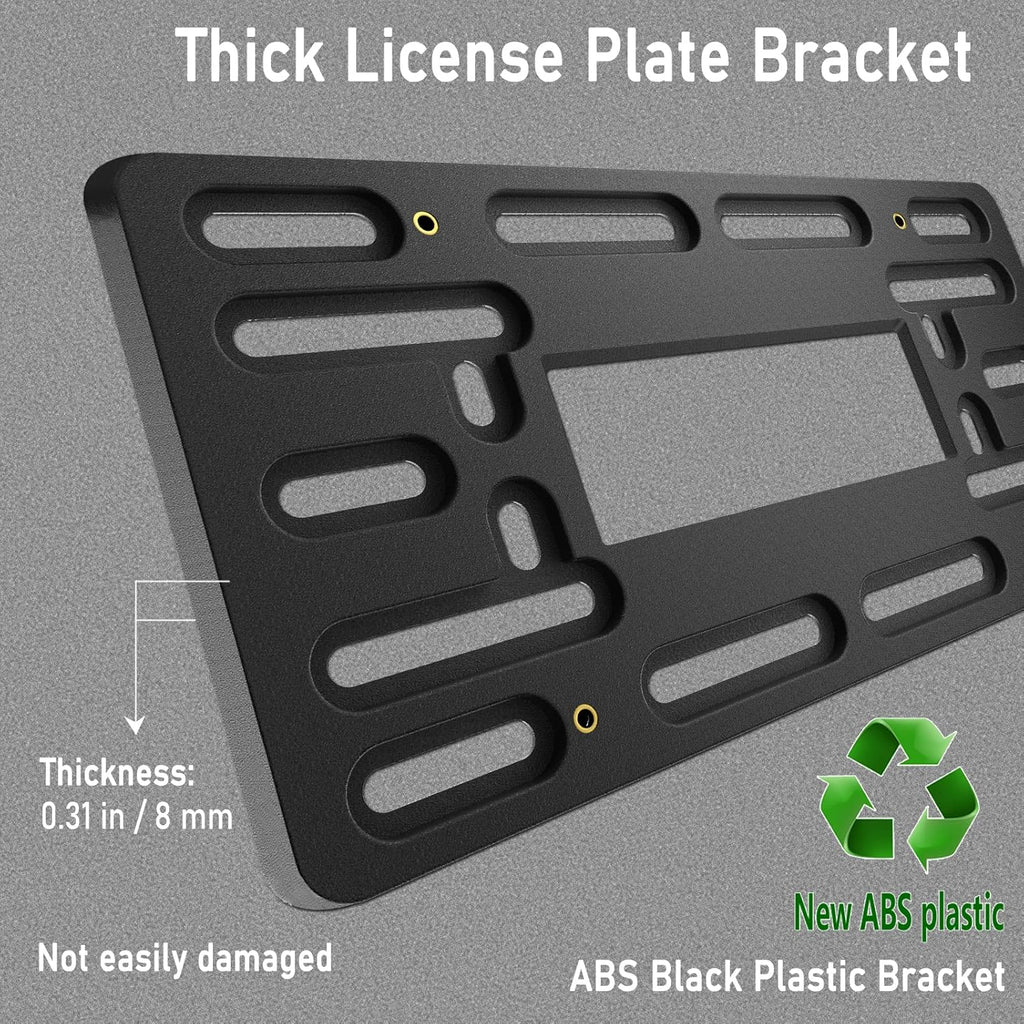 BGGTMO License Plate Bracket Holder- Front License Plate Mounting Kit, Universal Bumper Car Tag Frame Mount Adapter with Stainless Steel Screw Cap, Cable Ties