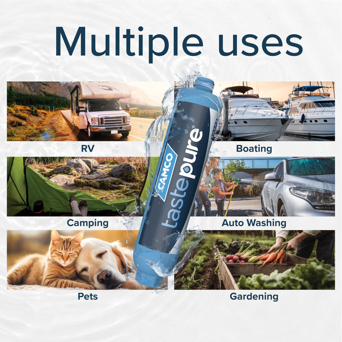 Camco Tastepure RV Water Filter 2-pk - GAC & KDF Filtration-Made in the USA