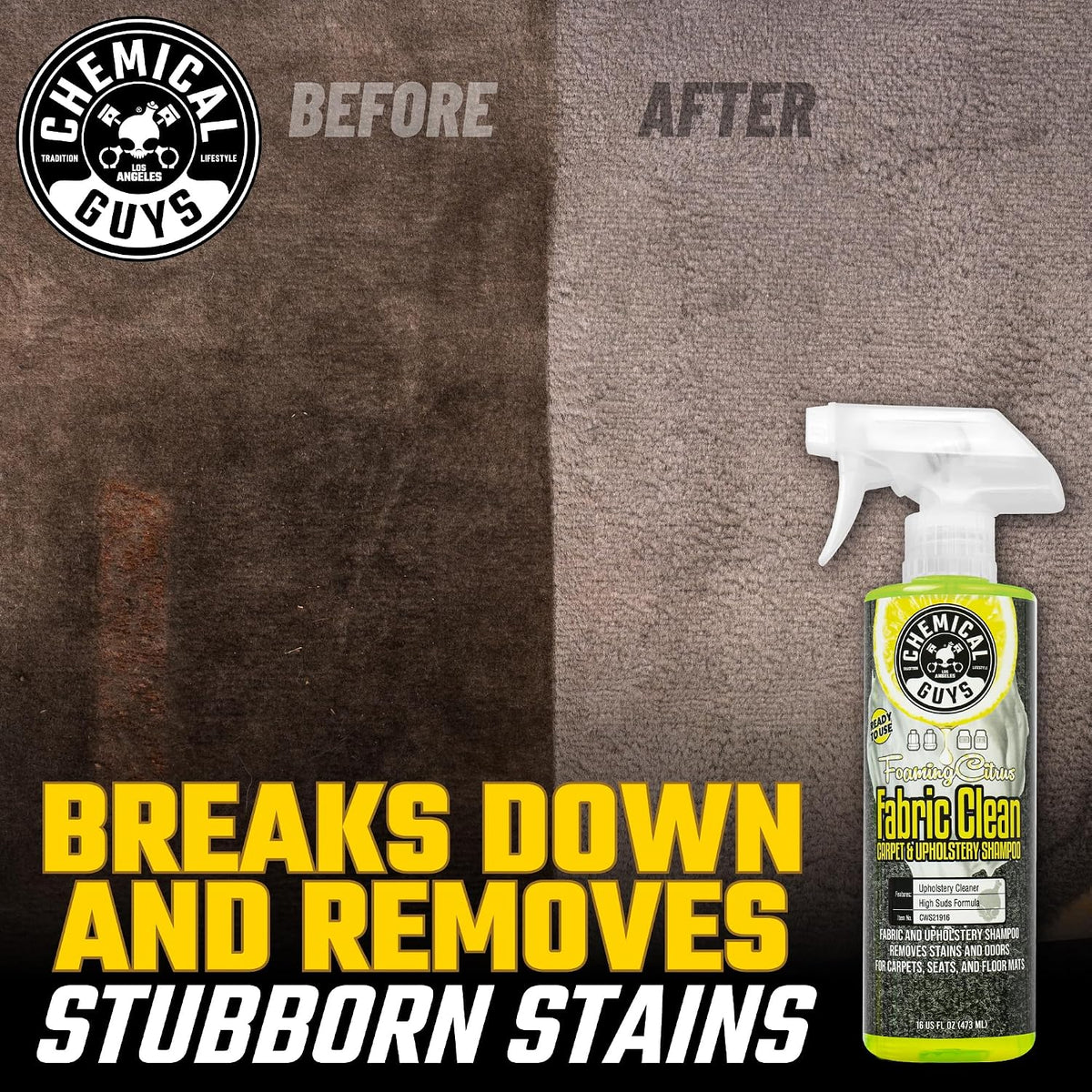 Chemical Guys, Citrus Fabric & Carpet Cleaner Spray with Brush Kit, 16 oz