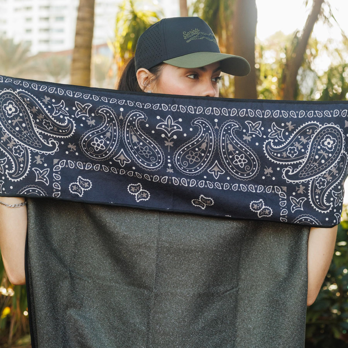 Sprints Prints Athletic Running Towel, Full-Sized, Car Seat Cover - Moisture Wicking (Midnight Mile)