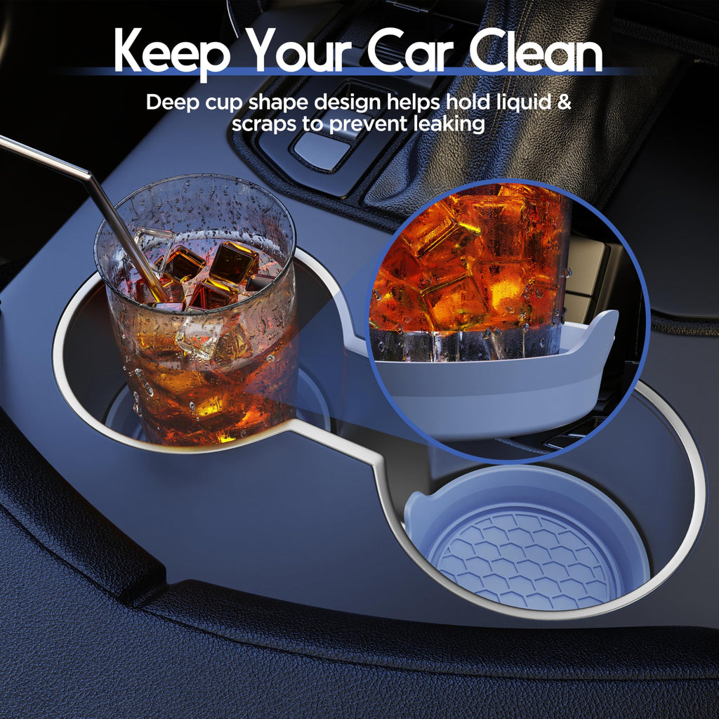 Amooca 2-Pack Car Cup Coaster Silicone Spill-Proof Cup Holder Inserts