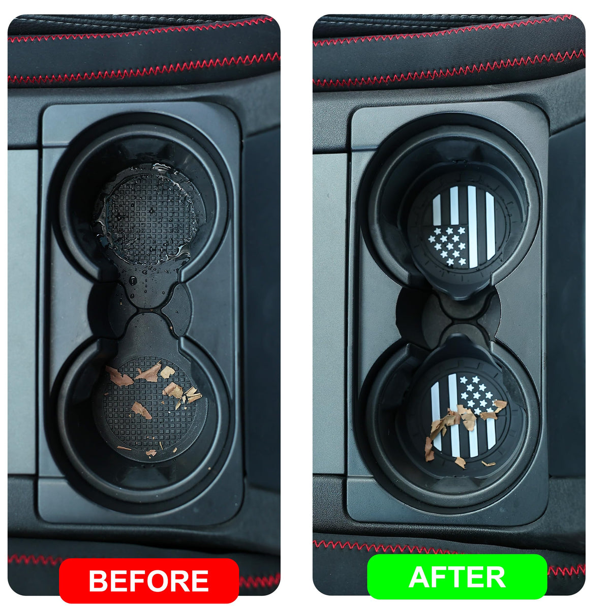 Amooca 2-Pack Car Cup Coaster Silicone Spill-Proof Cup Holder Inserts