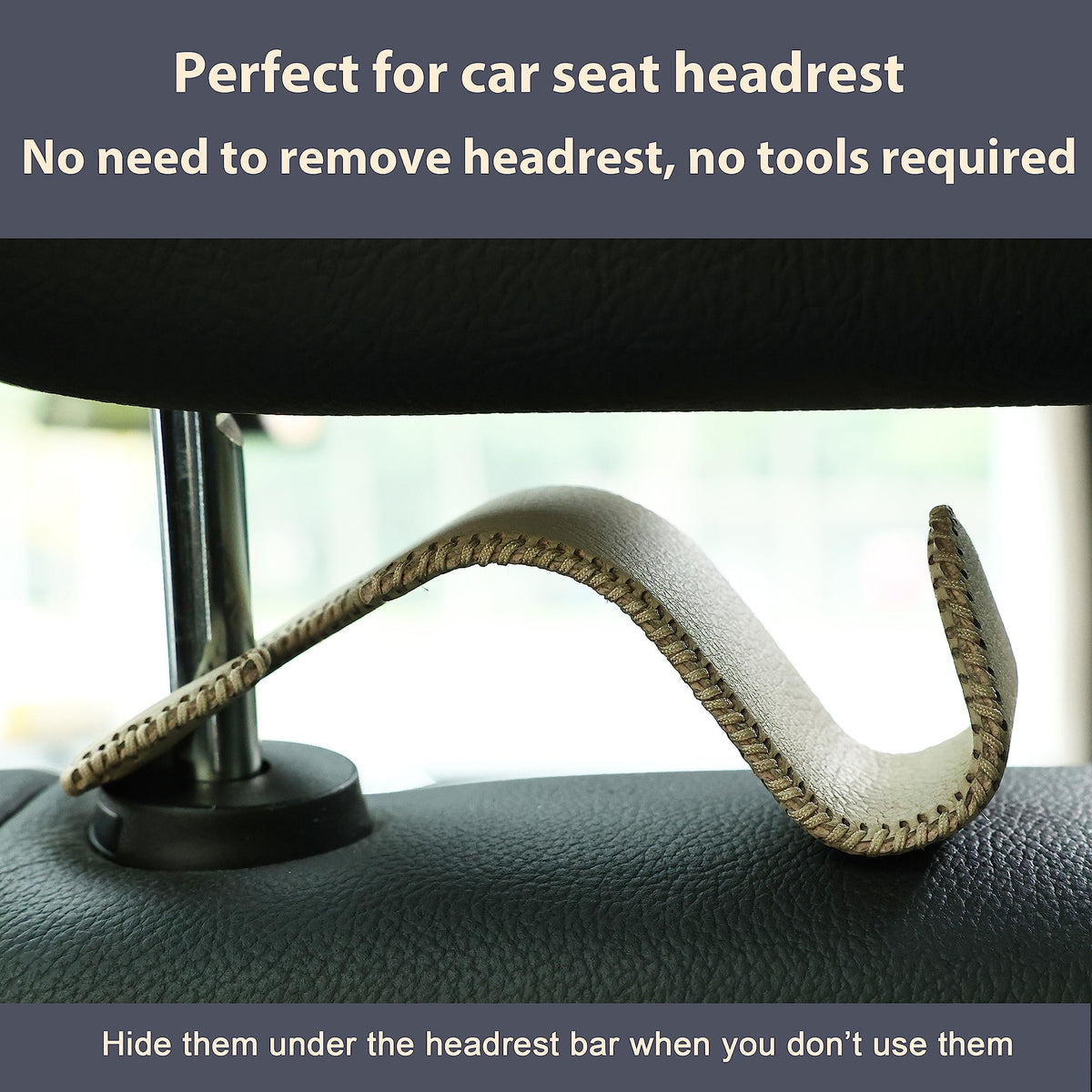 4-Pack Car Headrest Hooks Holds 55lbs Seat Storage Organizer for Bags